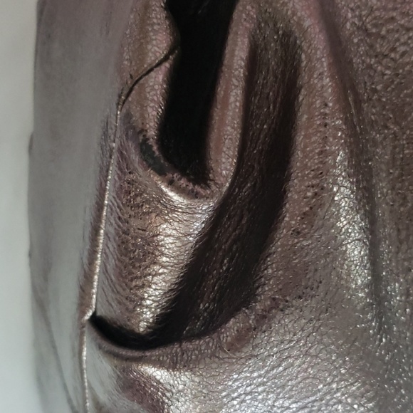 Leather Metallic Coach Bag (pewter) - Picture 8 of 8